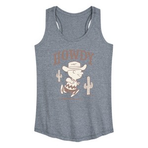 Women's - Peanuts - Howdy Charlie Brown-Women's Graphic Racerback Tank Top Graphic Racerback Tank - 1 of 4