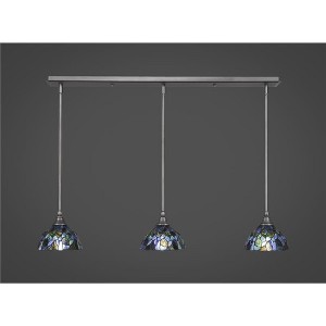 Toltec Lighting Any 3 - Light Chandelier in  Brushed Nickel with 7" Blue Mosaic Art Glass Shade - 1 of 1