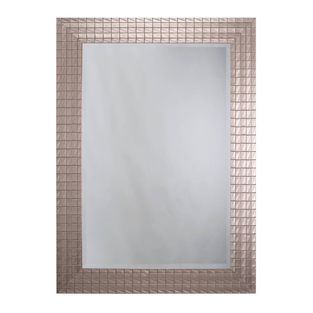 Photos - Wall Mirror Textured Decorative  with Beveled Edge White - Yosemite Home De