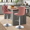 QingMoon Adjustable Bar Stools Set of 2, Swivel Counter Height Chairs, Velvet Barstools with Footrest and Chrome Nailhead for Kitchen Island - 2 of 4