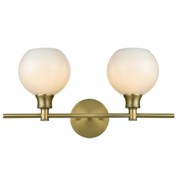Elegant Lighting Collier 2 Light Satin Gold and Frosted White Glass Wall Sconce