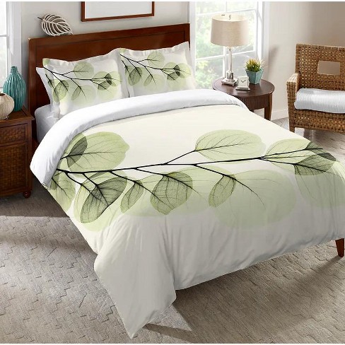 Laural Home Green X-ray Of Eucalyptus Leaves Queen Comforter : Target