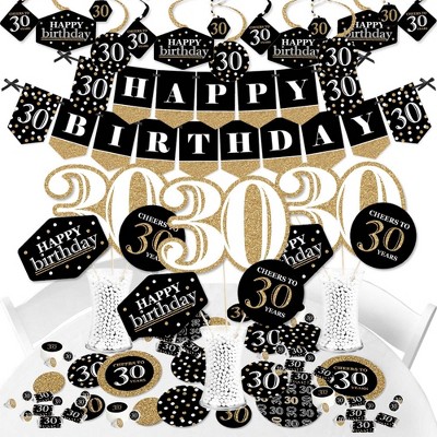 Big Dot of Happiness Adult 30th Birthday - Gold - Birthday Party Supplies - Banner Decoration Kit - Fundle Bundle