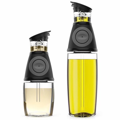 Lekue Oil and Vinegar Dispenser Bottle Set, 13.5 oz, Set of 2, 1