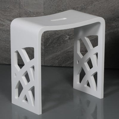 ALFI Designer White Matte Solid Surface Resin Bathroom / Shower Stool