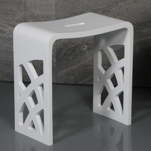 ALFI Designer White Matte Solid Surface Resin Bathroom / Shower Stool - 1 of 4