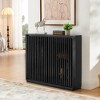 Lyngins Vintage Fluted Hollowed Out Sideboard Cabinet with Outlet Holes, 12 Solid Wood Strip Doors,Storage Cabinet/Buffet Cabinet for Hallway/Entryway - 2 of 4