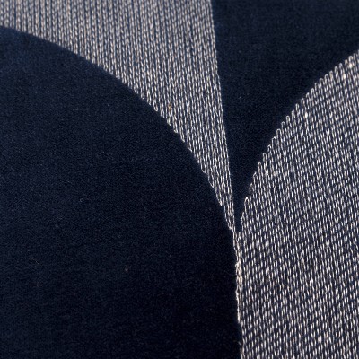 20" Navy Blue Cotton Embroidered Geometric Throw Pillow