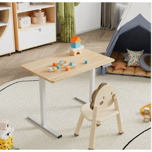 FONTOI Standing Desks with Adjustable Height, Computer Workstation, Stand up Desk for Home Office, White&Brown, 19.7"*28.7"*31.5" - 1 of 4