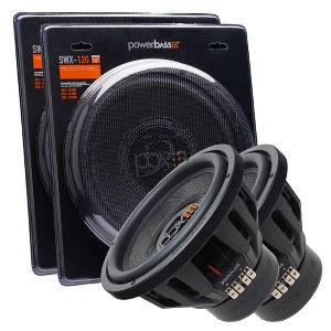PowerBass 2 2XL-1240DS 2XL Series Dual 4-Ohm 12" Subwoofer + 2 SWX-12G Steel Mesh Grill - 1 of 4