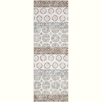 homfan Vintage Printed Carpet Runner, Non-Shedding Farmhouse Floor Cover, Foldable Ultra-Thin Accent Rugs, Easy Cleaning, for Bedroom, Kitchen