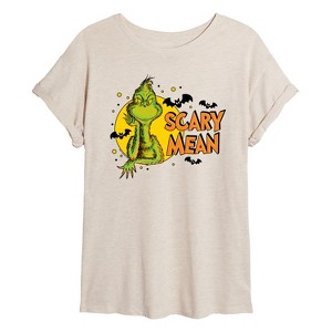 Women's - Dr. Seuss - The Grinch Halloween Scary Mean Oversized Graphic T-Shirt - 1 of 4