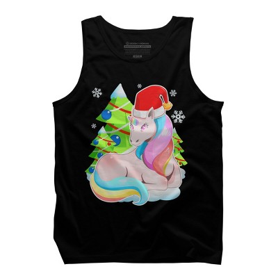 Men's Design By Humans Santa Magical Fantasy Unicorn Christmas T Shirt By thebeardstudio Tank Top