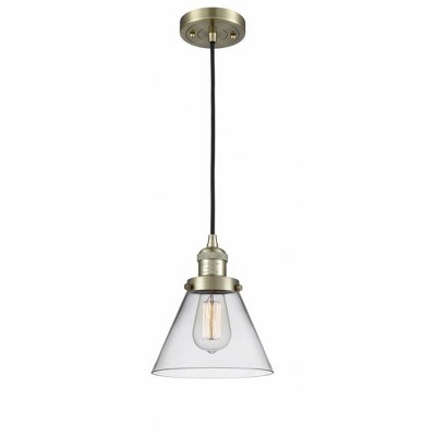 Cone - 1 Light Cord Hung Mini Pendant In Industrial Style-10 Inches Tall and 8 Inches Wide