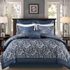 8Pcs BIAB Faux Silk Paisley Jacquard Comforter Set, Luxury Palace Style Bedding Set with Matching Shams and Pillows - 2 of 4