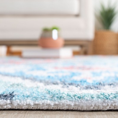 Saffron Blue and Aqua Square Flat Woven Area Rug