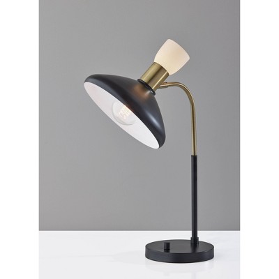 Patrick Black and Brass Adjustable Metal Desk Lamp