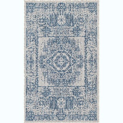 Easy Care Blue Synthetic 3'3" x 5'3" Outdoor Rectangular Rug