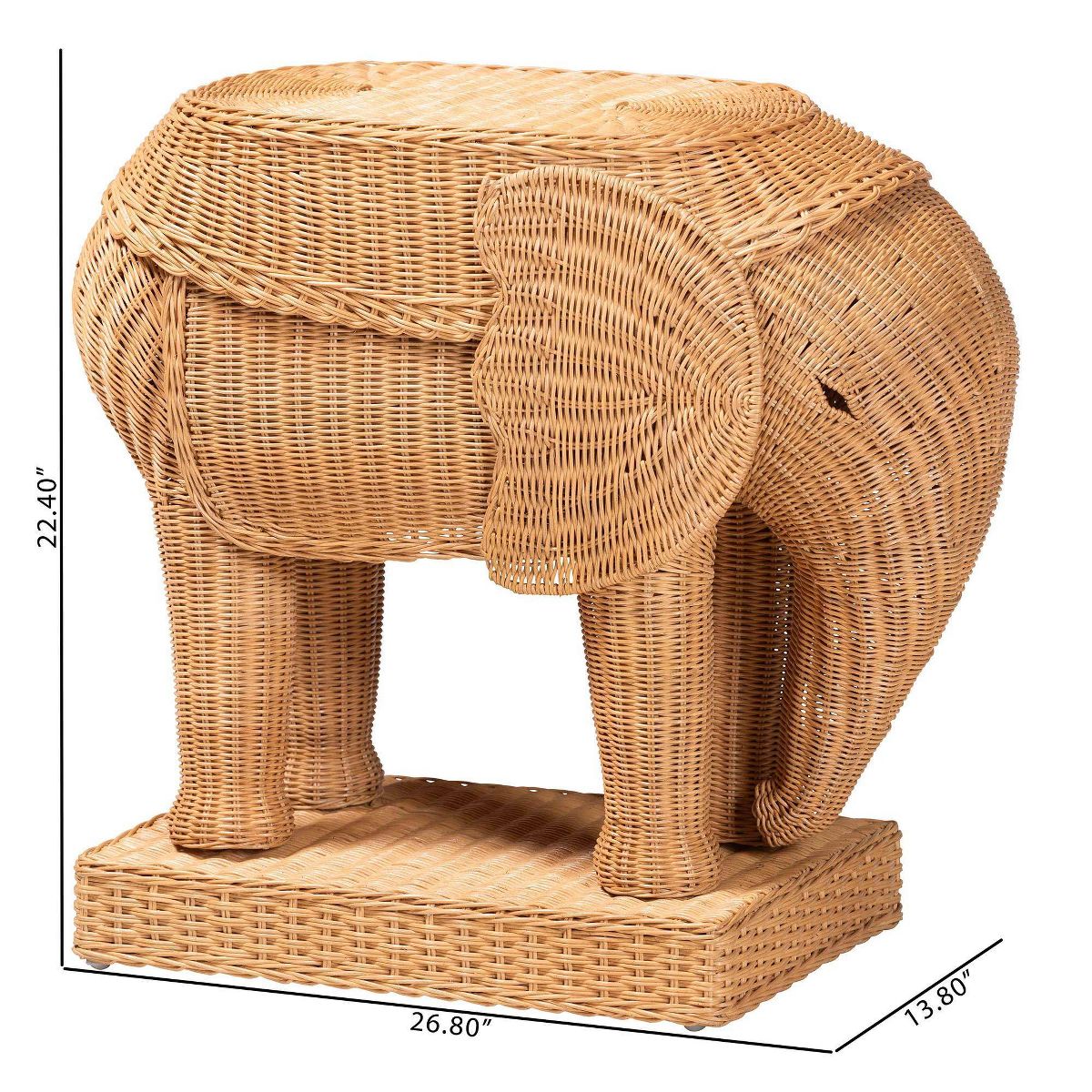 bali & pari Elissa Bohemian Rattan Elephant End Table Light Honey - thumbnail 7