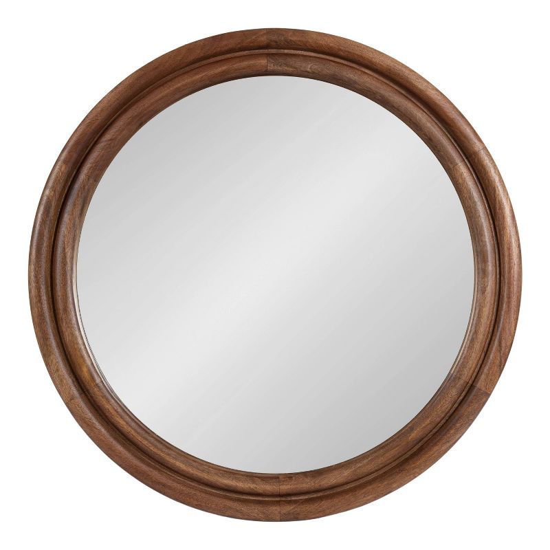 Kate &#38; Laurel All Things Decor 26&#34;x26&#34; Oman Ribbed Round Mirror Walnut Brown, 4 of 9