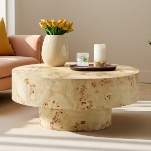 31.49" MDF Burl Wood Round Coffee Table - 1 of 4