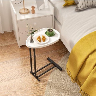 NicBex Modern C-Shaped Side Table, Lightweight End Table for Sofa, C Small Table for Bedside, Couch Side Tables with Metal Frame Slide, Bed Side Table
