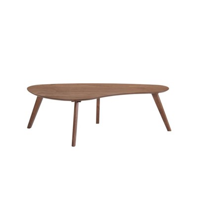 48" Coffee Table with Curved Tear Drop Shaped Top in Brown - Wallace & Bay