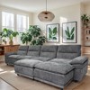 141'' Chenille Upholstered U-Shaped High-Back 6-Seat Sectional Sleeper Sofa with Movable Ottoman - 2 of 4