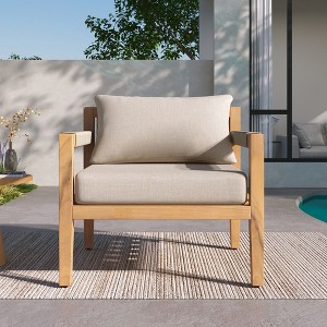 Christopher Knight Home Marja Boho Outdoor Acacia Wood Woven Rope Chair with Cushion - 1 of 4