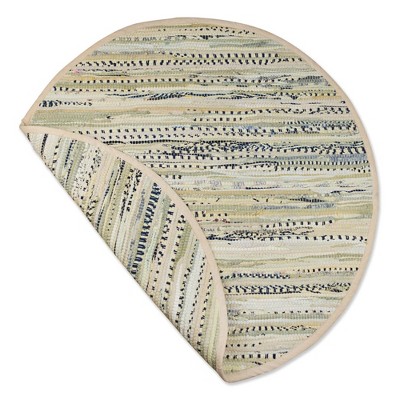 Taupe and Beige Round Cotton Reversible Rag Rug, 36"