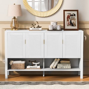 JANSNO 55.1'' Modern Multi Functional Sideboard Buffet Cabinet with 4 Doors, Adjustable Shelves & Hooks - 1 of 4