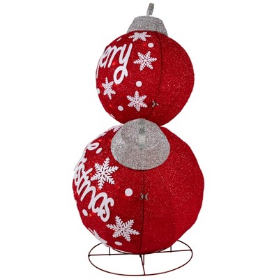 Red and White LED Lighted Stacked Ornament Balls Outdoor Decoration