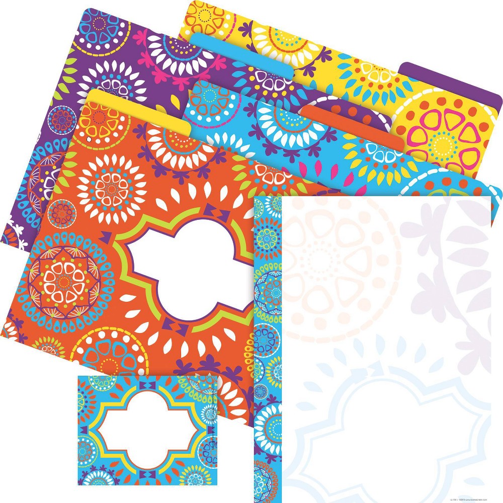 Barker Creek Moroccan Get Organized Set File Folders Multi-Design 107 per Set: Top Tab, Non-Pronged, 50 Sheet Capacity