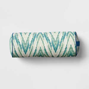 20"x8" Terry Printed Chenille Outdoor Lumbar Bolster Pillow Cool Ikat - Threshold™ - 1 of 3