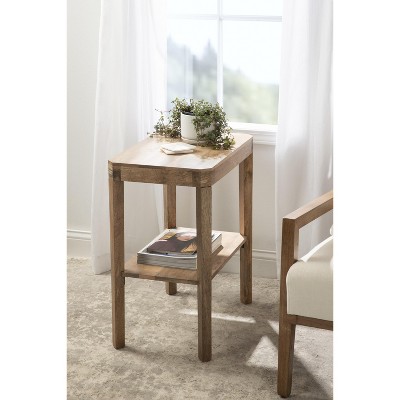 Natural Mango Wood Two-Tier Side Table