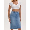 INSPIRE CHIC Women's High Waist Back Slit Stretch Denim Casual Sheath Midi Jean Skirts - 2 of 4