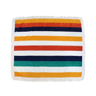 Square Retro Striped Beach Towel  - Sand & Surf