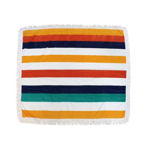 Square Retro Striped Beach Towel - Sand & Surf : Target