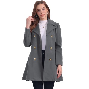 INSPIRE CHIC Women's Winter Long Lapel Collar Double Breast Coats - 1 of 4