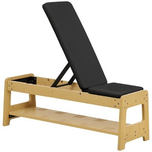 Soozier Adjustable Weight Bench with Dumbbell Rack, Wooden Flat or Incline Bench for Home Gym Weight Lifting Training - 1 of 4