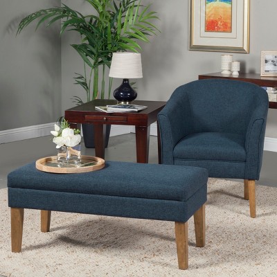 Navy Blue Modern Barrel Wooden Accent Chair