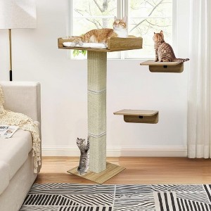 COZONY Cat Window Perch with Scratching Posts 40", Adjustable Cat Tree with 2 Platforms, Hammock Bed & Removable Cushion - 1 of 4