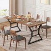 Homhougo Dining Room Table for 6, 70 Inch Rectangular Kitchen Table with Heavy Duty Metal Legs, Farmhouse Wooden Dining Table Brown - 3 of 4