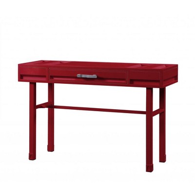 HomeRoots 47" Red Iron And Wood Vanity Table