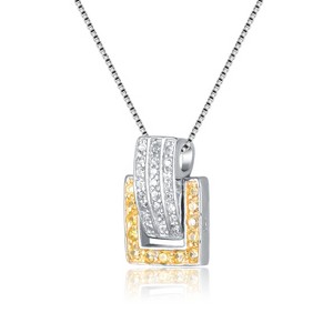 Guili Sterling Silver Cubic Zirconia Yellow Frame Necklace - 1 of 2