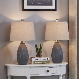 Maxax Ribbed Ceramic Table Lamps Set of 2 - 1 of 4