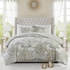 3 Pcs Elegant Floral Print Cotton Reversible Duvet Set, All Season Home Textile fits Lux Bedroom Decor - 3 of 4