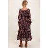 Pinkblush Brown Floral V-Neck Bubble Sleeve Maternity Maxi Dress - 3 of 4