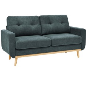 TiramisuBest 67.7" Wide Mid-Century Modern Upholstered Tufted Loveseat Sofa With Wooden Legs - 1 of 4