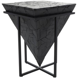 Olivia & May Teak Wood Inverted Pyramid Accent Table: Fully Assembled, Indoor Use, Metal Frame - 1 of 4